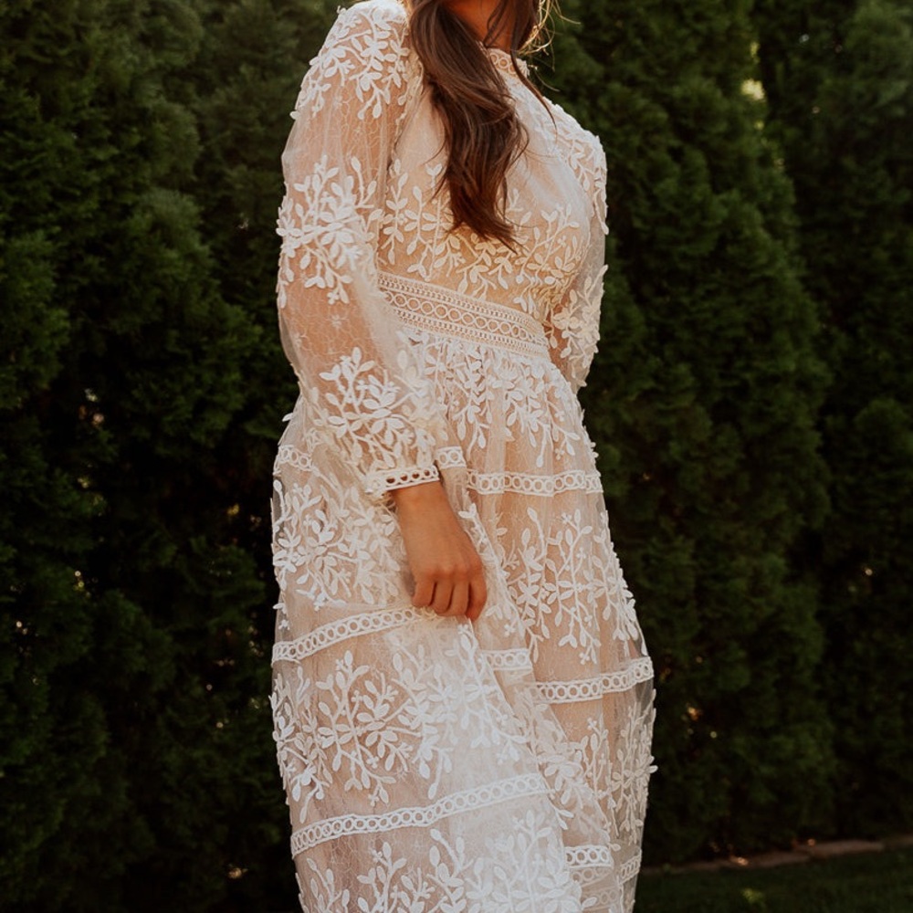 Ivy City Co Cream Floral Lace Dress XS - 0 - Picture 7 of 13